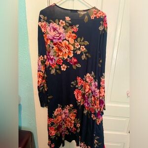 Dark Teal, Women’s Floral Duster 2x